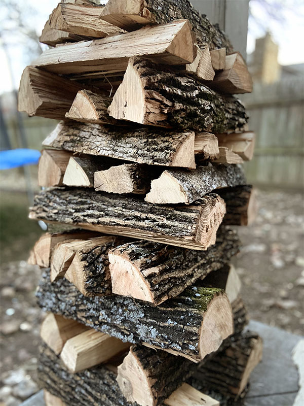Wood stacked aesthetically